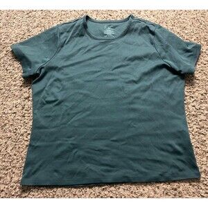 LL Bean T Shirt Womens Medium Petite Supima Cotton Teal 278716